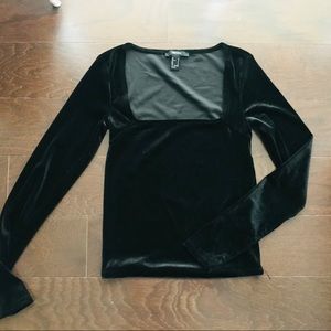 Black Velvet Square Neck Top - NWOT